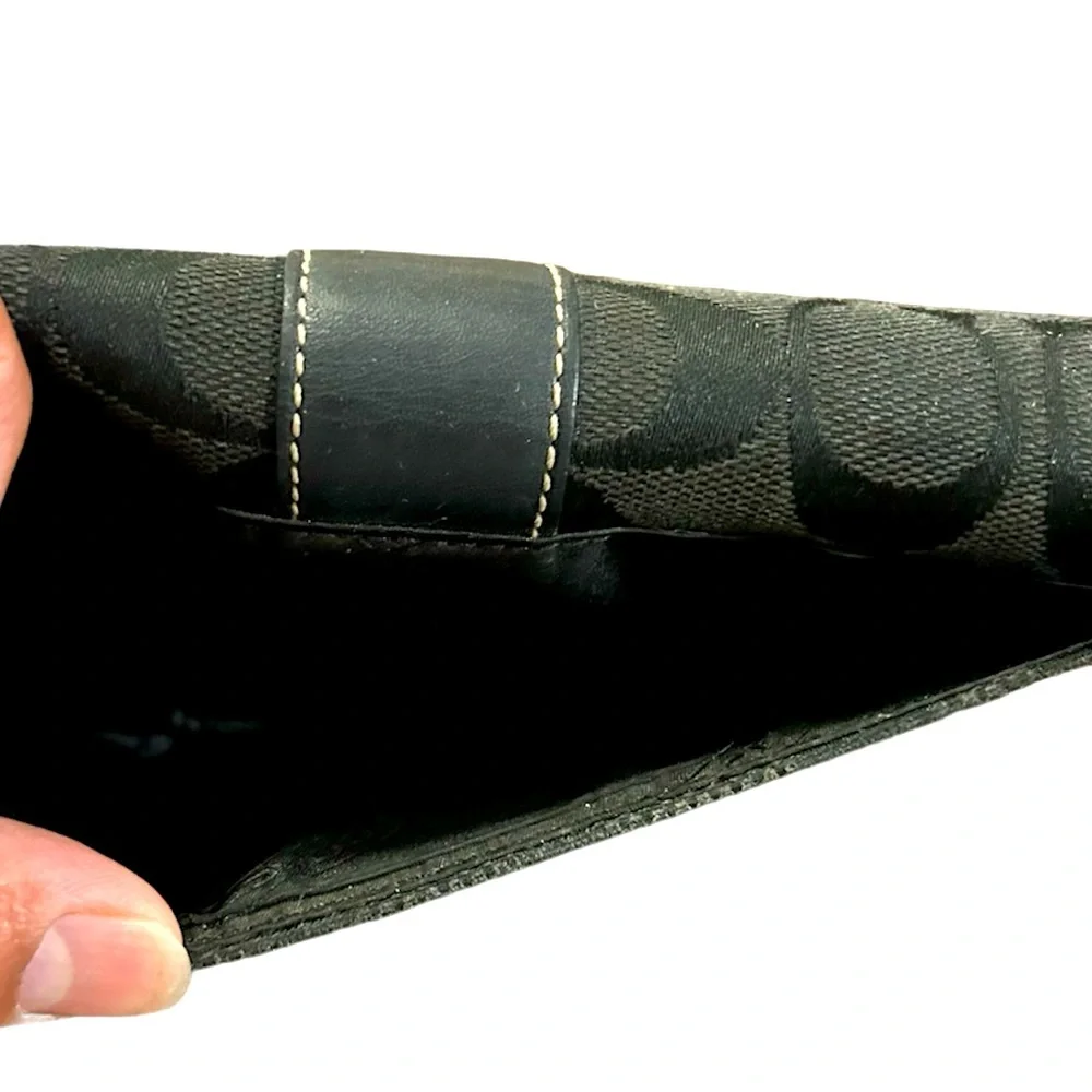 Y2K Signature Jacquard Coach Wallet C Logo Leather Trim